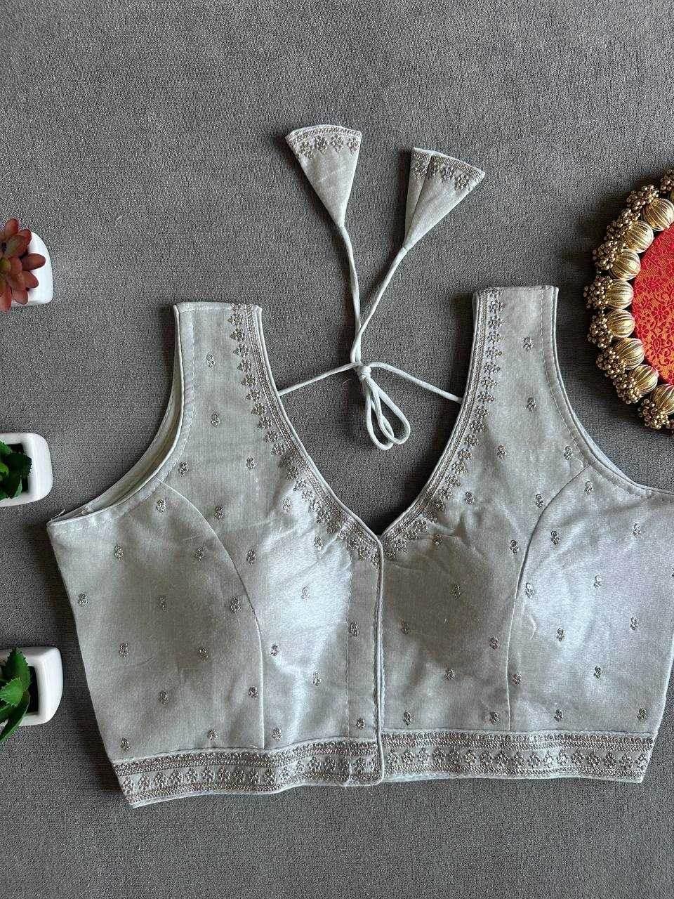 Tissue Readymade Sequence Embroidery Blouse - MYLUXURY LANE ENTERPRISE