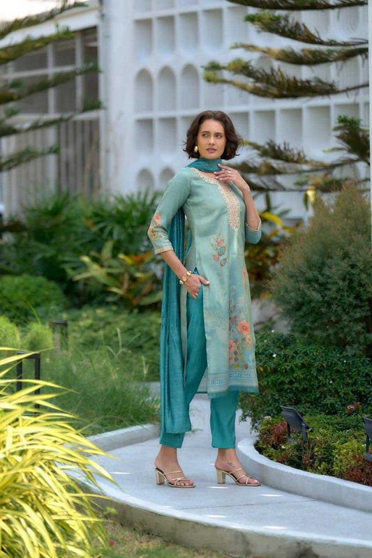Tissue  Embroidered Kurtis