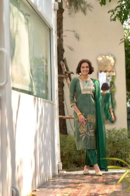 Tissue  Designer  Embroidered Kurti