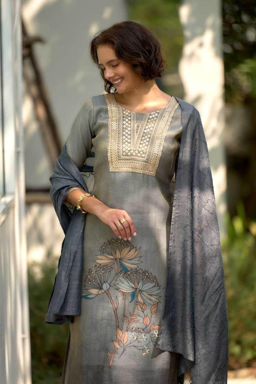 Tissue Embroidered Kurtis - MYLUXURY LANE ENTERPRISE