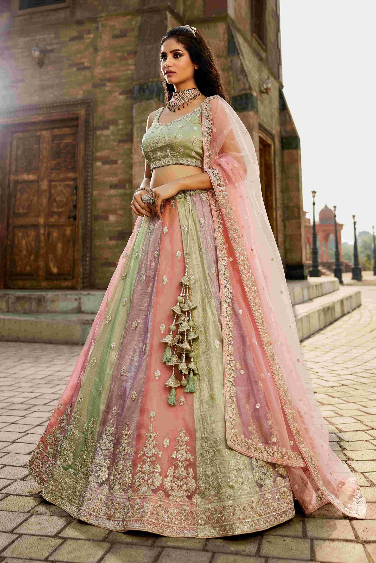 Exquisite Tissue Designer Lehenga for Elegant Occasions - MYLUXURY LANE ENTERPRISE