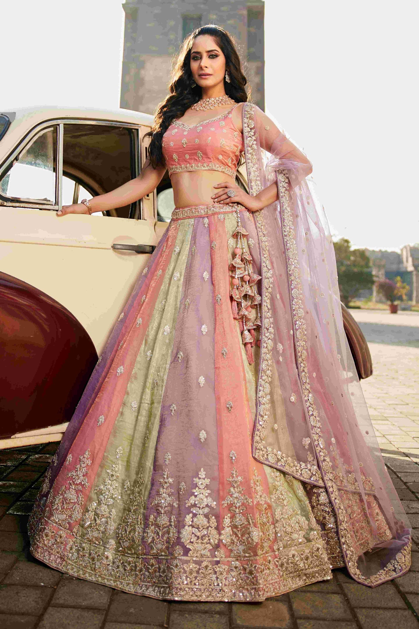 Exquisite Tissue Designer Lehenga for Elegant Occasions - MYLUXURY LANE ENTERPRISE