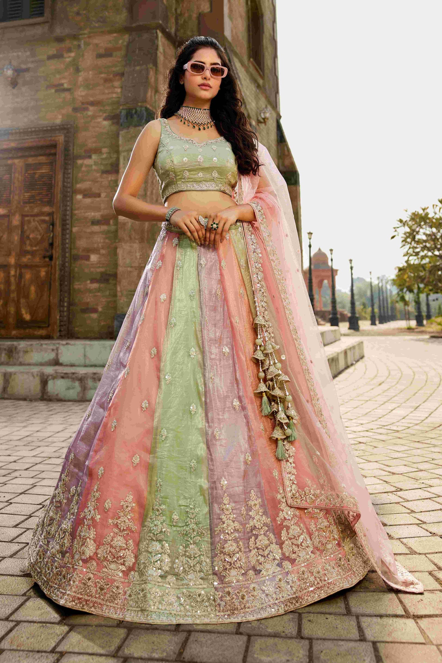 Exquisite Tissue Designer Lehenga for Elegant Occasions - MYLUXURY LANE ENTERPRISE