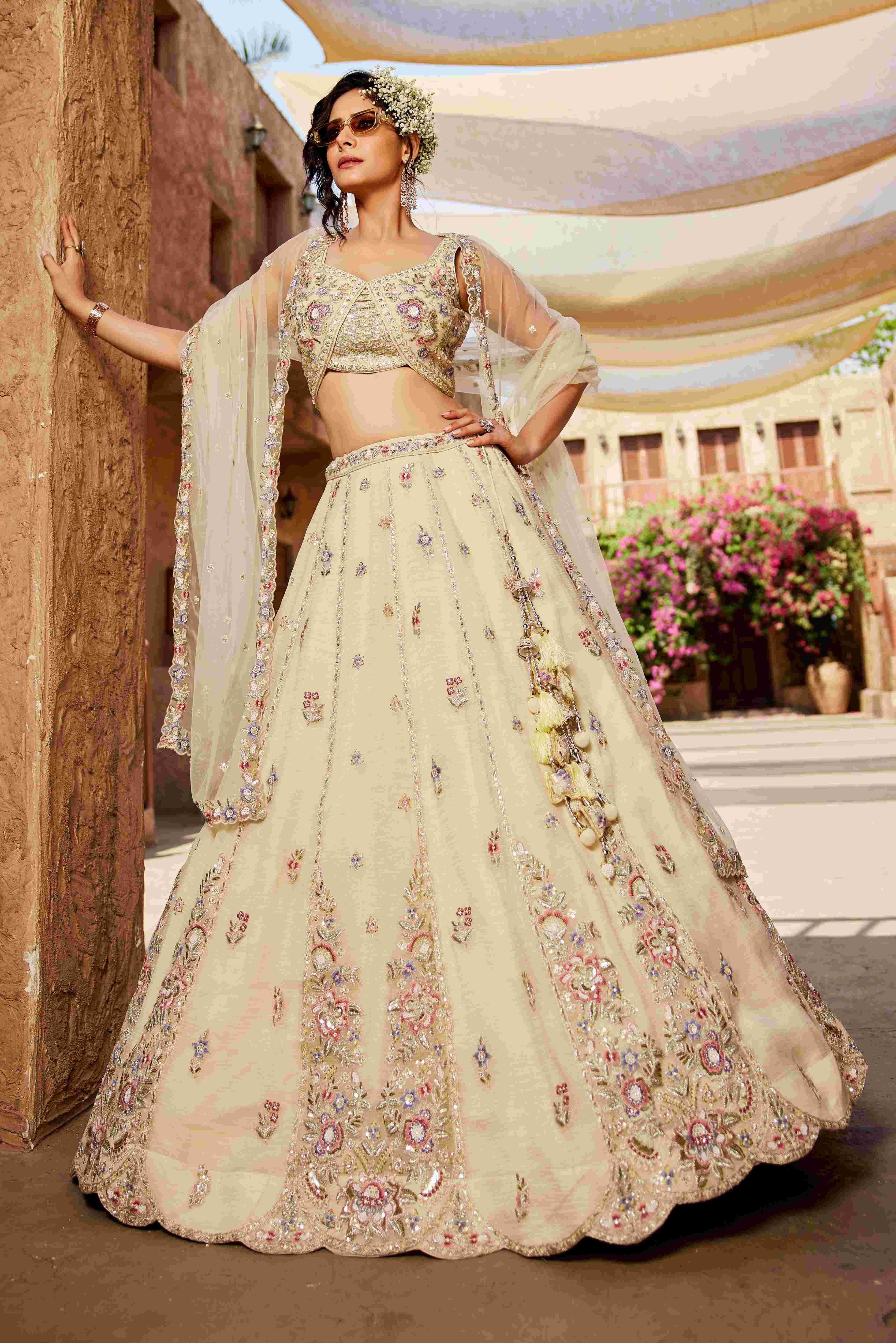 Tissue Designer Bridal Lehenga with Elegant Embroidery