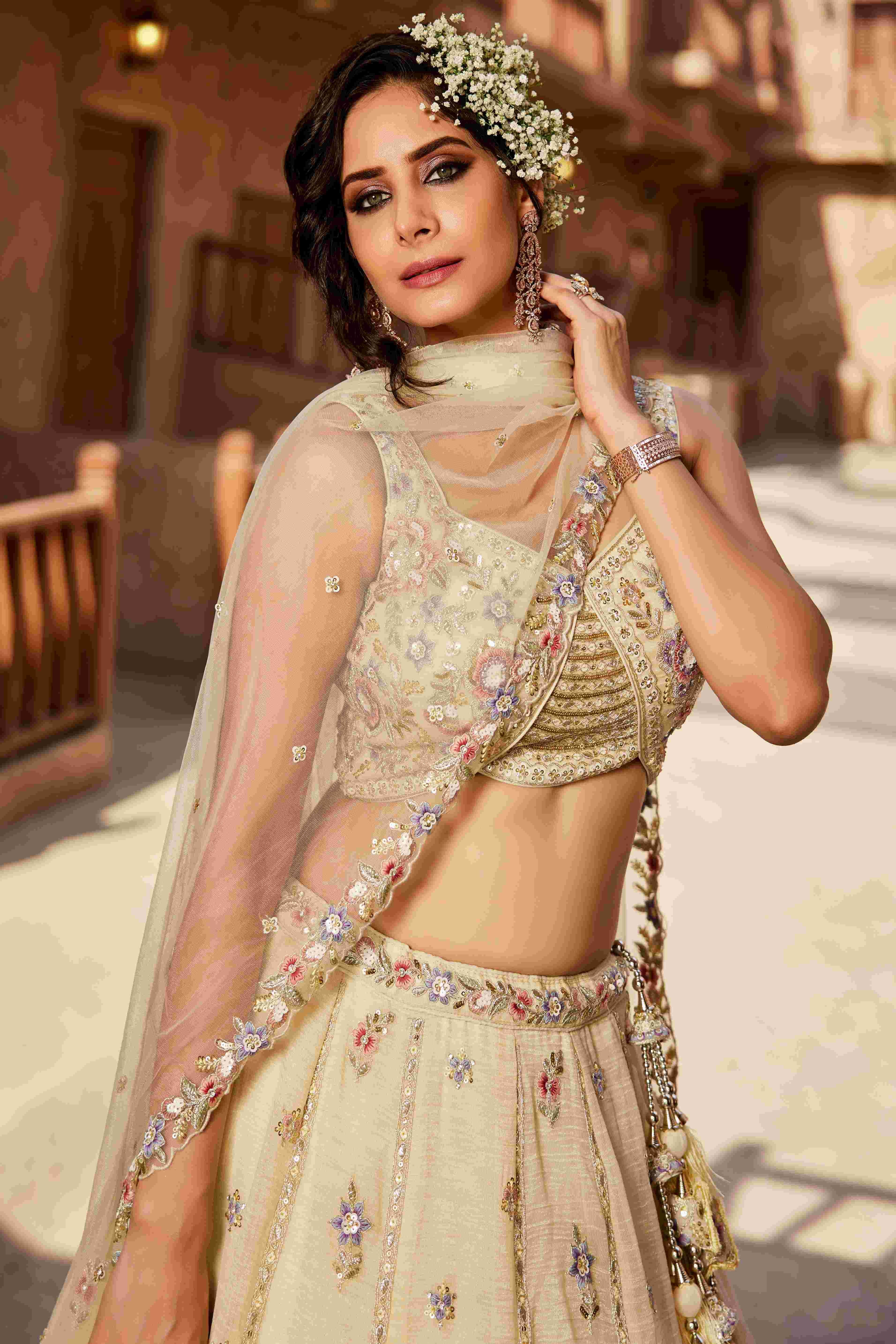 Tissue Designer Bridal Lehenga with Elegant Embroidery