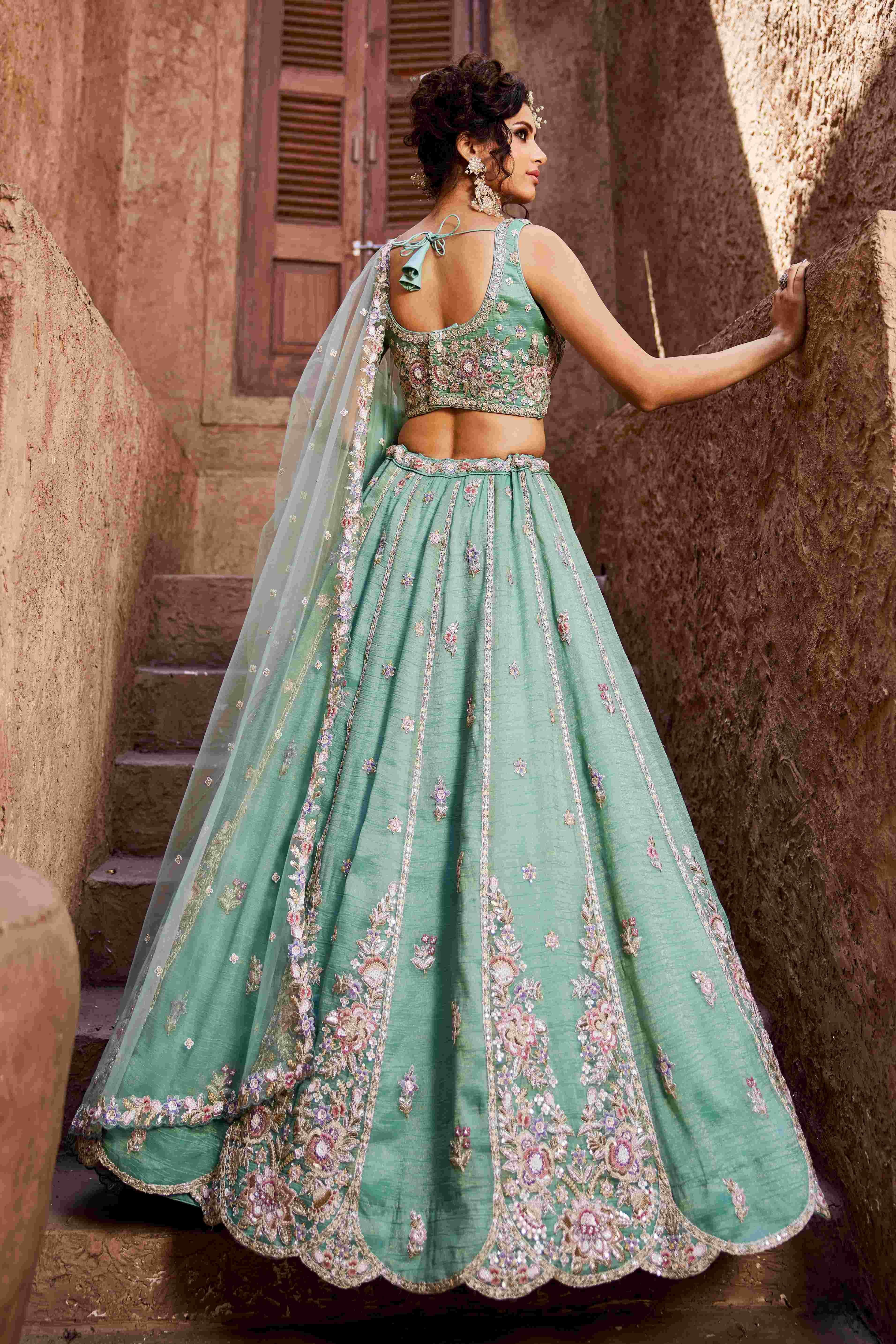 Tissue Designer Bridal Lehenga with Elegant Embroidery
