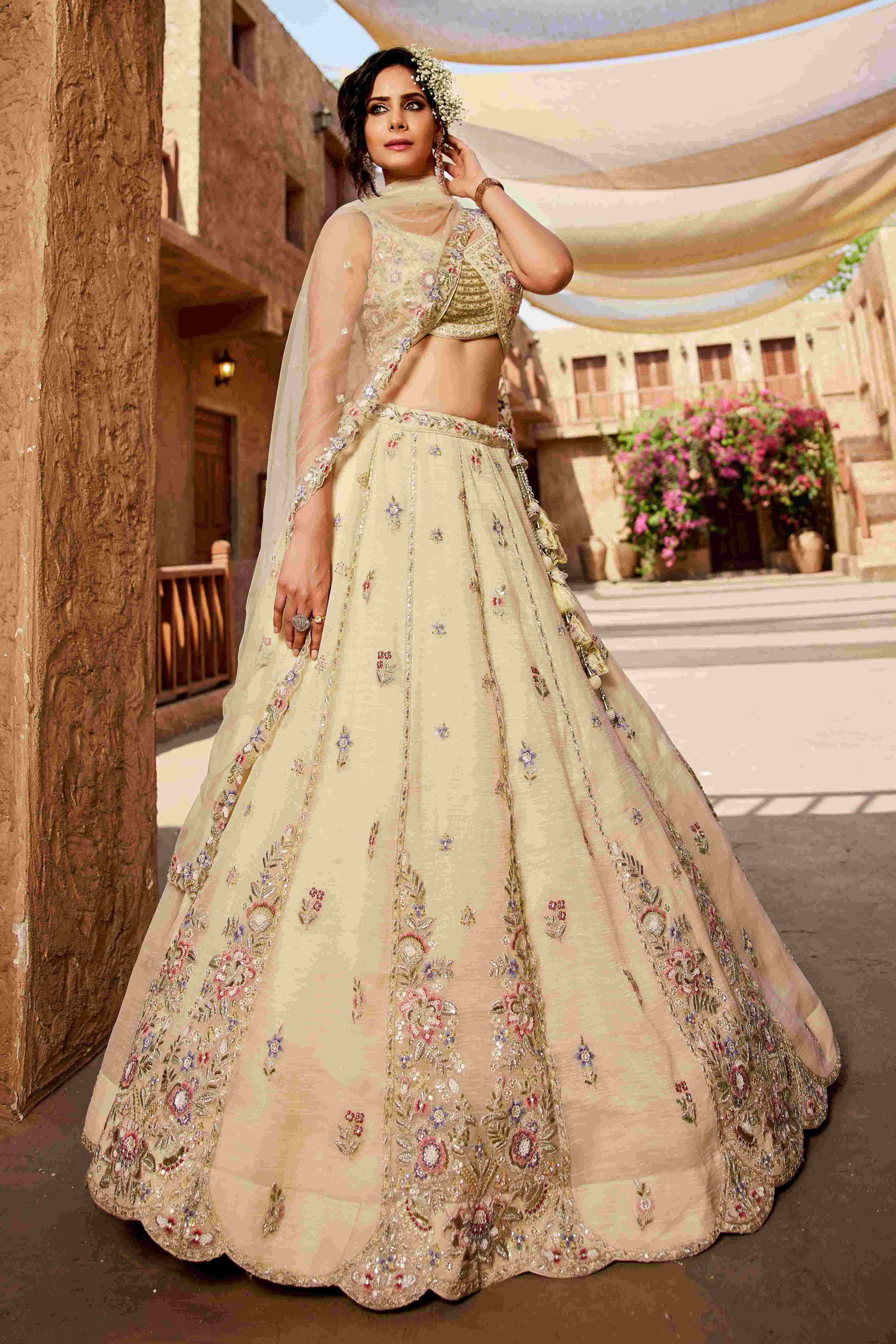 Tissue Designer Bridal Lehenga with Elegant Embroidery