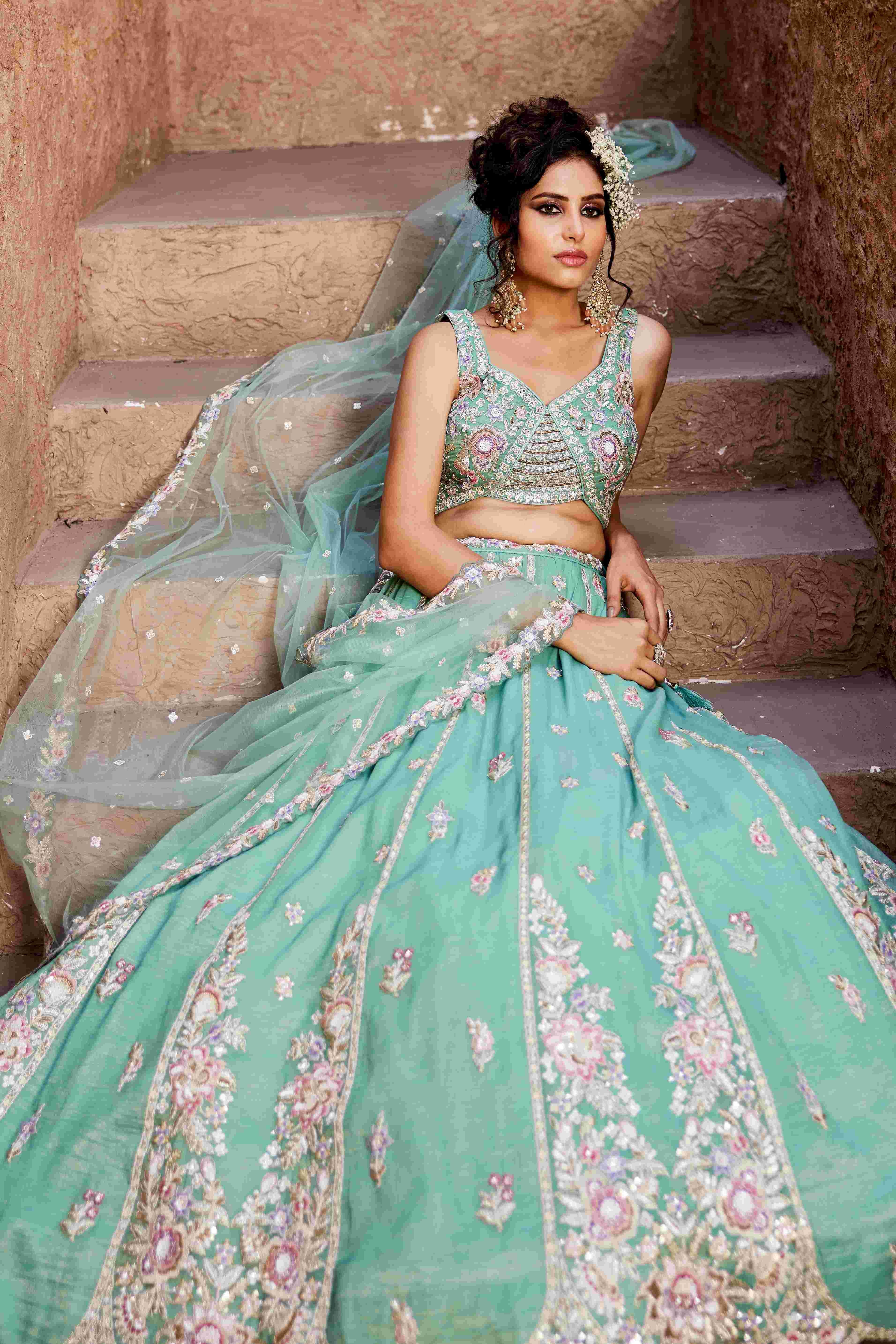Tissue Designer Bridal Lehenga with Elegant Embroidery
