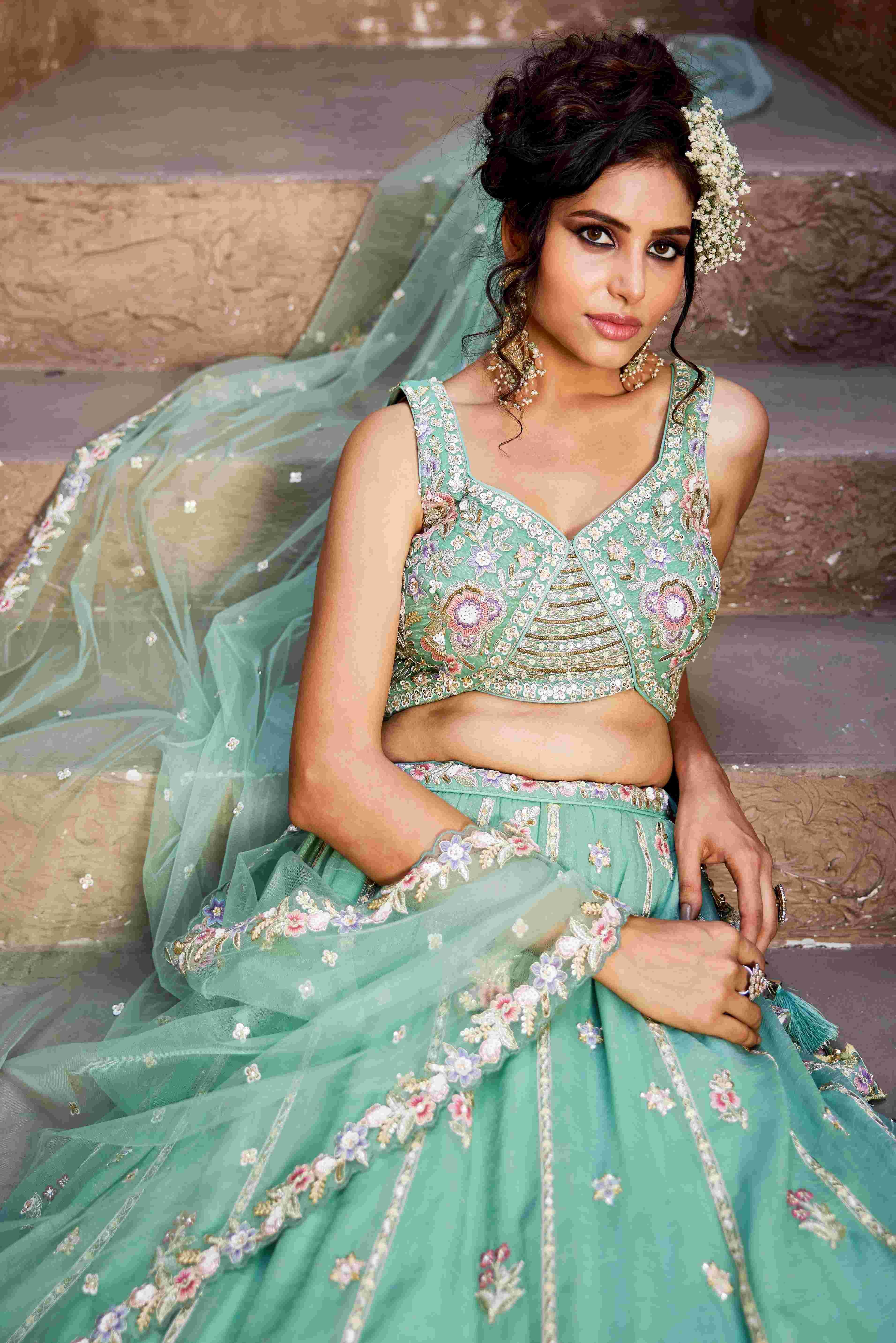 Tissue Designer Bridal Lehenga with Elegant Embroidery