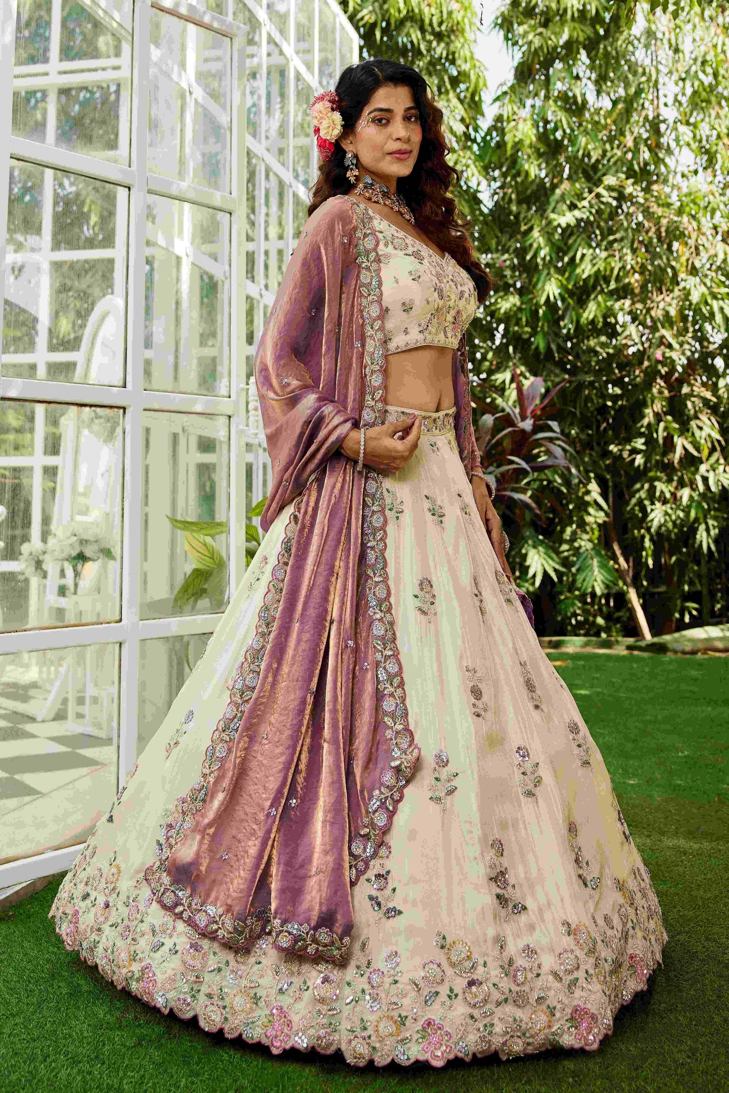 Elegant Tissue Designer Lehenga for Modern Elegance - MYLUXURY LANE ENTERPRISE