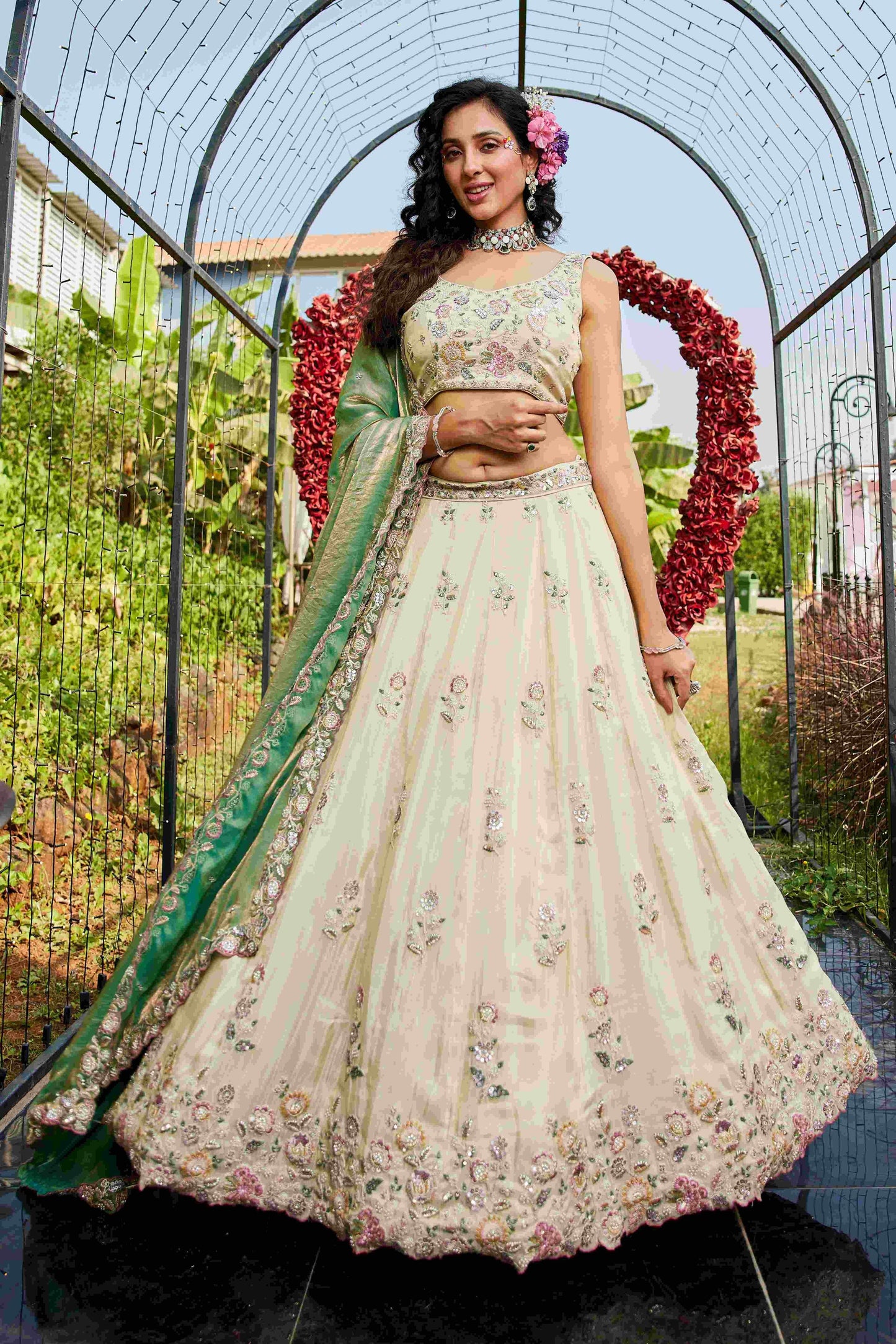 Elegant Tissue Designer Lehenga for Modern Elegance - MYLUXURY LANE ENTERPRISE