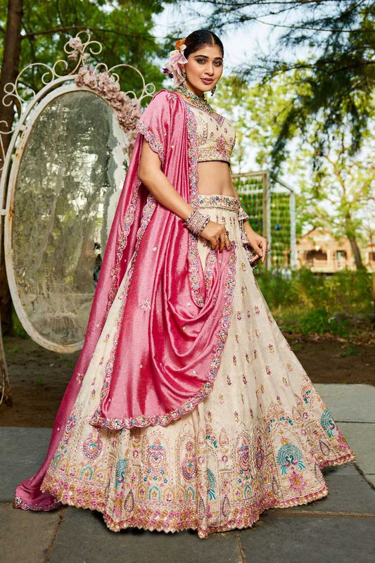 Tissue  Designer  Embroidered Lehenga