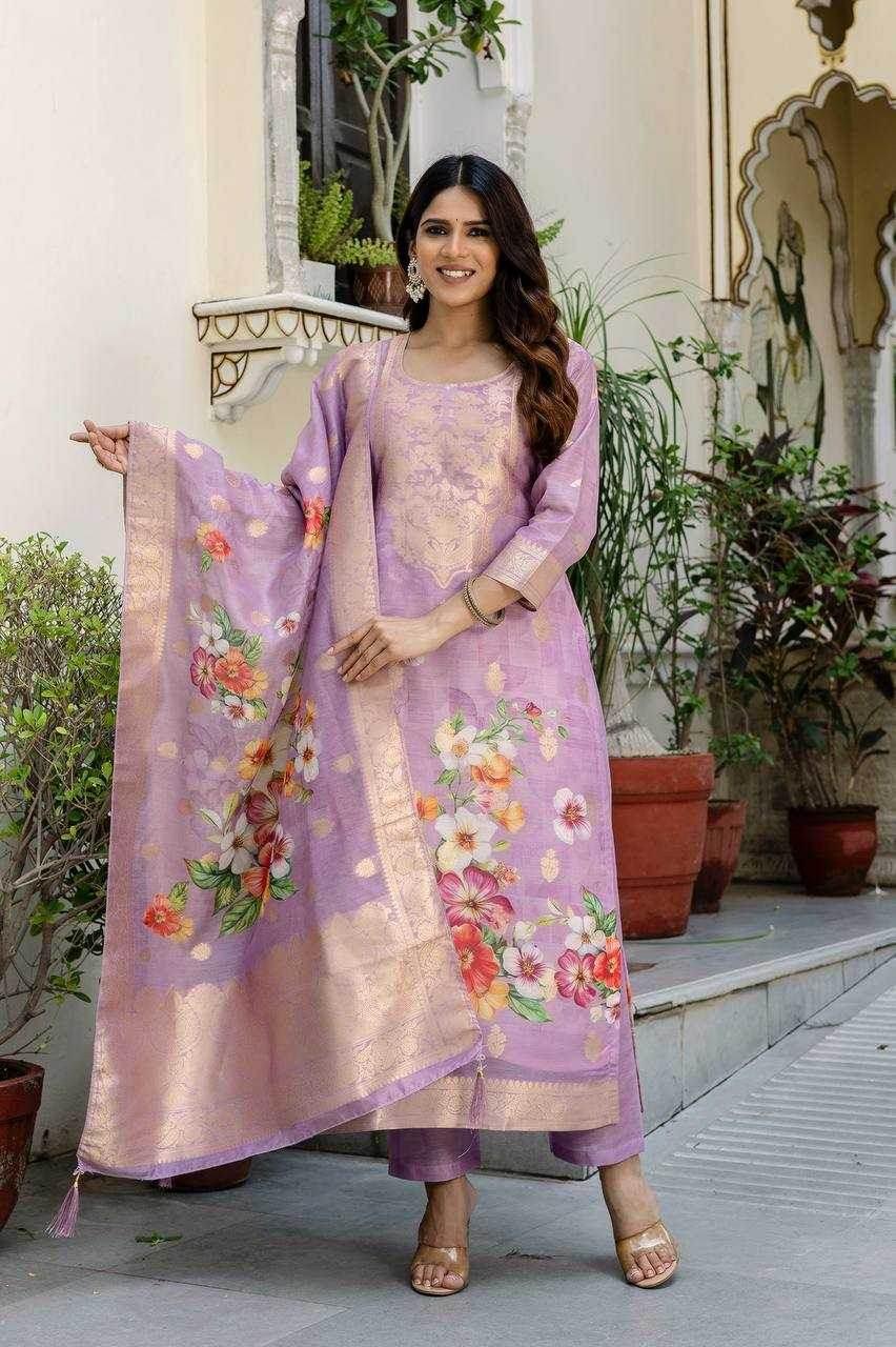 Tissue Silk Party Wear Printed Kurtis Kurti Bottom With Dupatta - MYLUXURY LANE ENTERPRISE