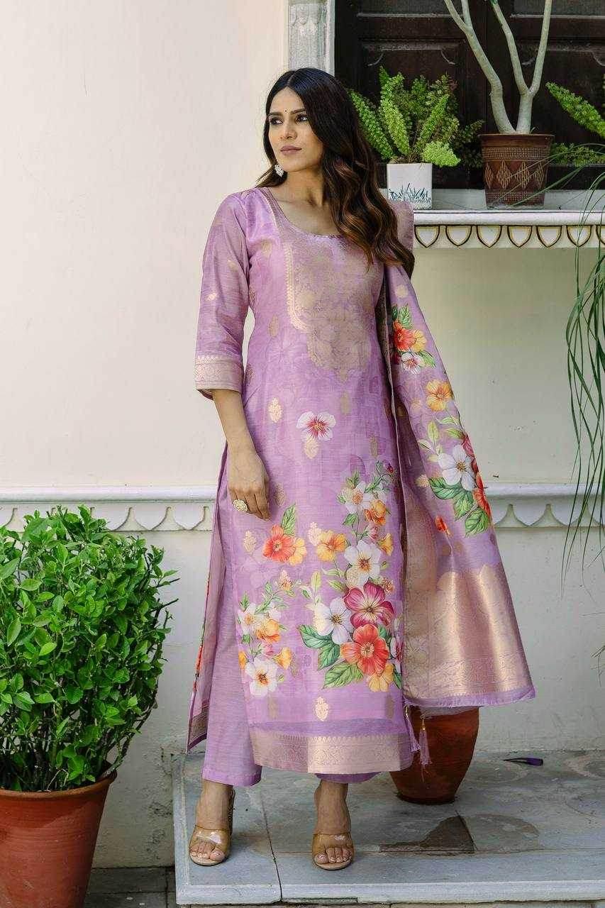 Tissue Silk Party Wear Printed Kurtis Kurti Bottom With Dupatta - MYLUXURY LANE ENTERPRISE