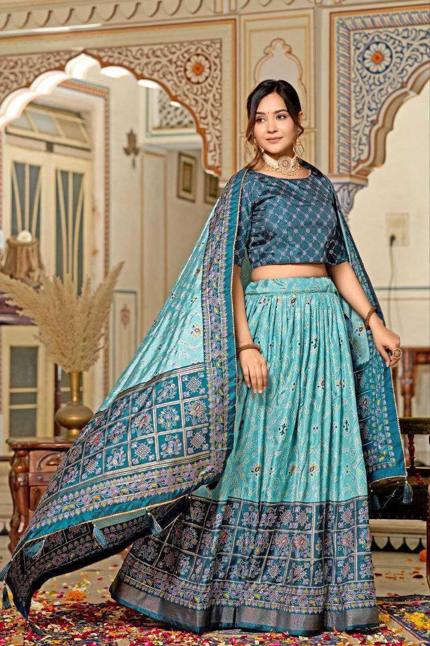 Tussar Silk Printed Lehenga - MYLUXURY LANE ENTERPRISE
