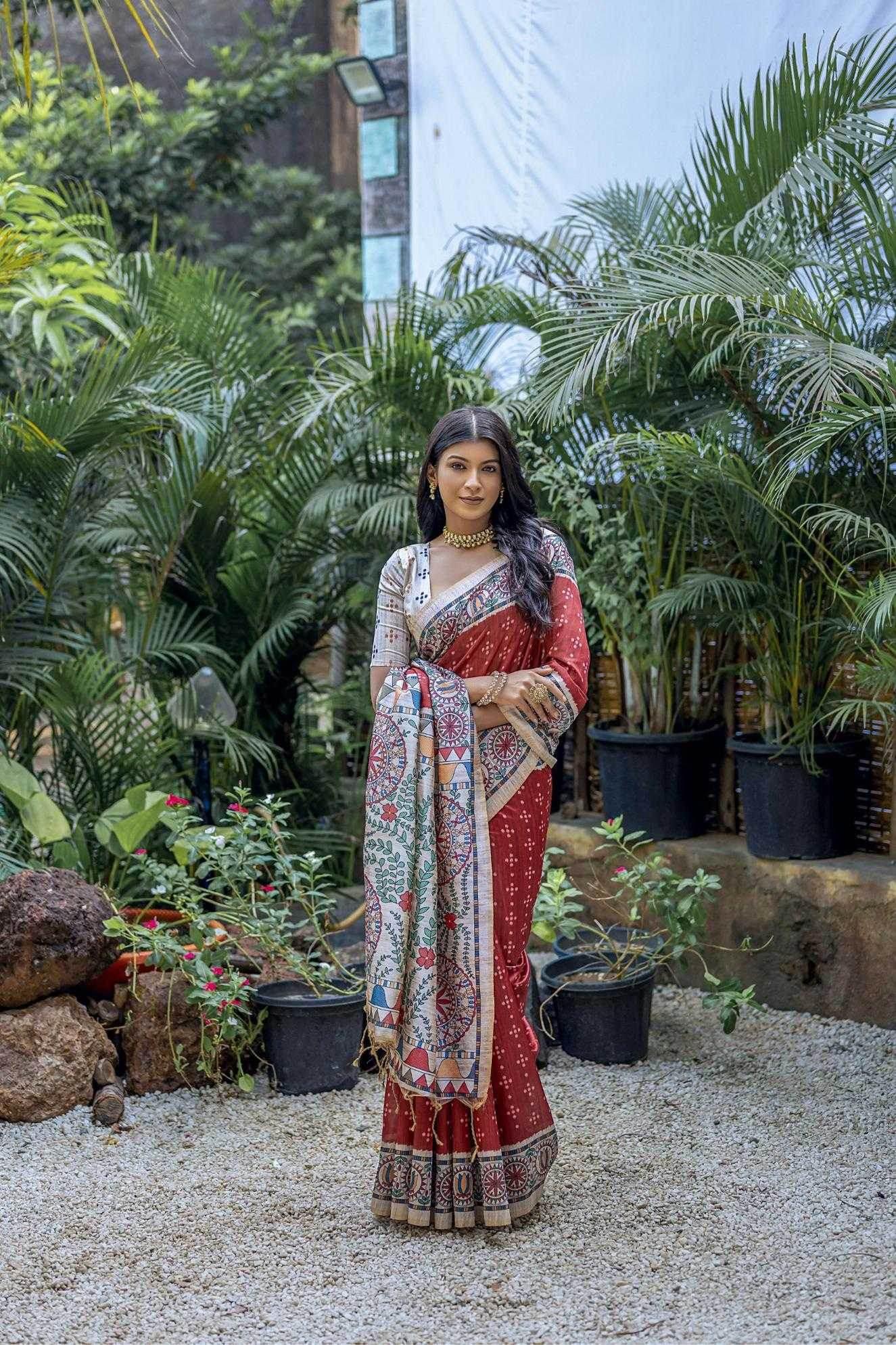 Tussar Silk Madhubani Saree - MYLUXURY LANE ENTERPRISE