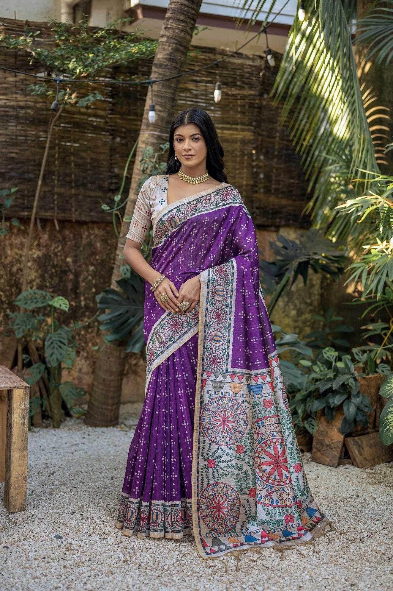 Tussar Silk Madhubani Saree - MYLUXURY LANE ENTERPRISE