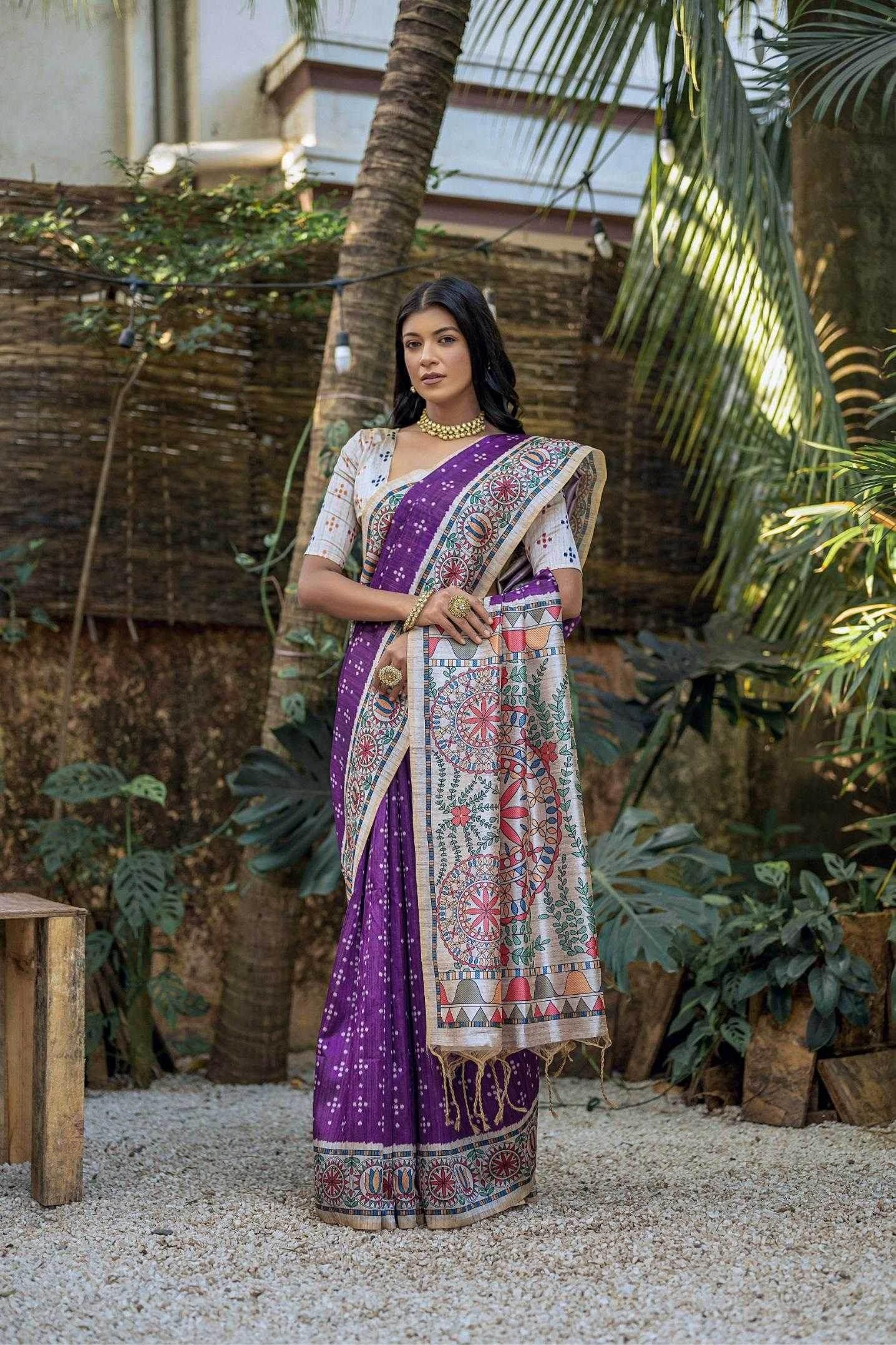 Tussar Silk Madhubani Saree - MYLUXURY LANE ENTERPRISE