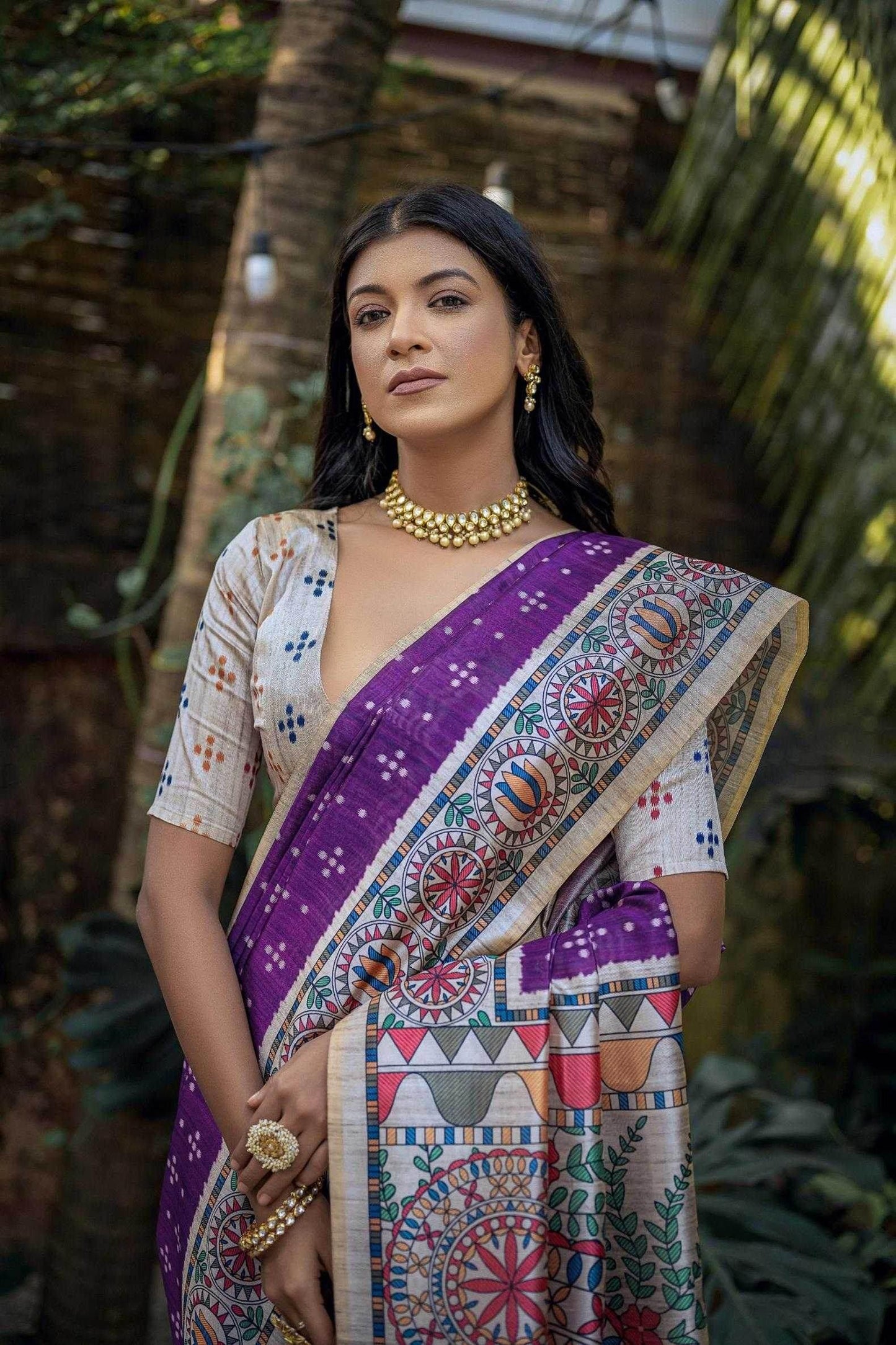 Tussar Silk Madhubani Saree - MYLUXURY LANE ENTERPRISE