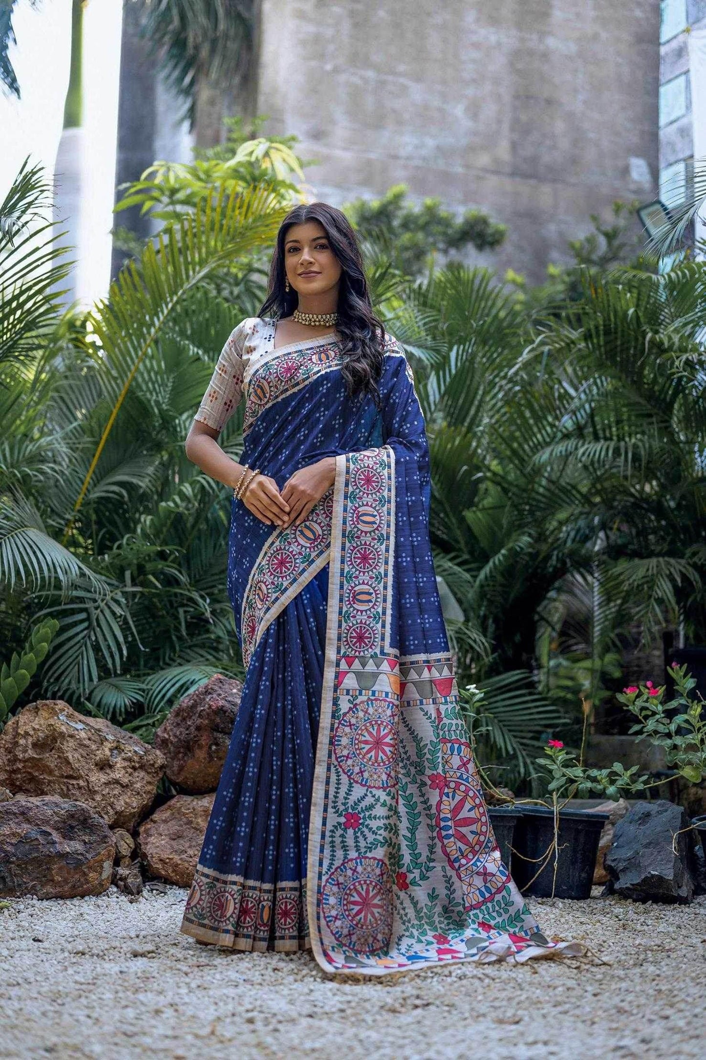Tussar Silk Madhubani Saree - MYLUXURY LANE ENTERPRISE