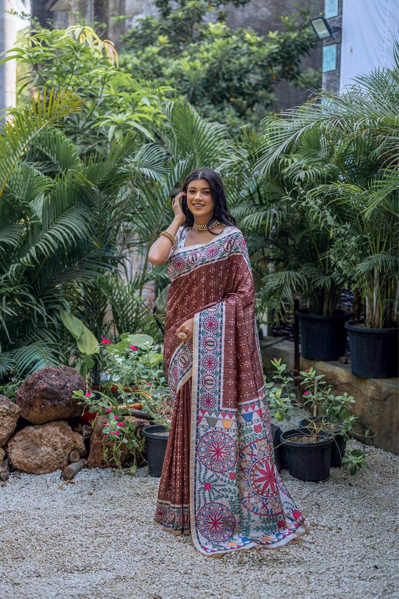 Tussar Silk Madhubani Saree - MYLUXURY LANE ENTERPRISE