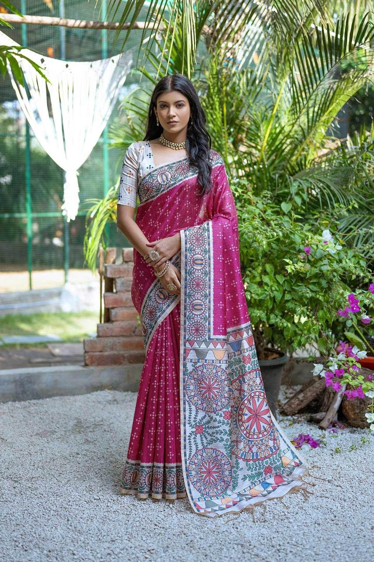 Tussar Silk Madhubani Saree - MYLUXURY LANE ENTERPRISE