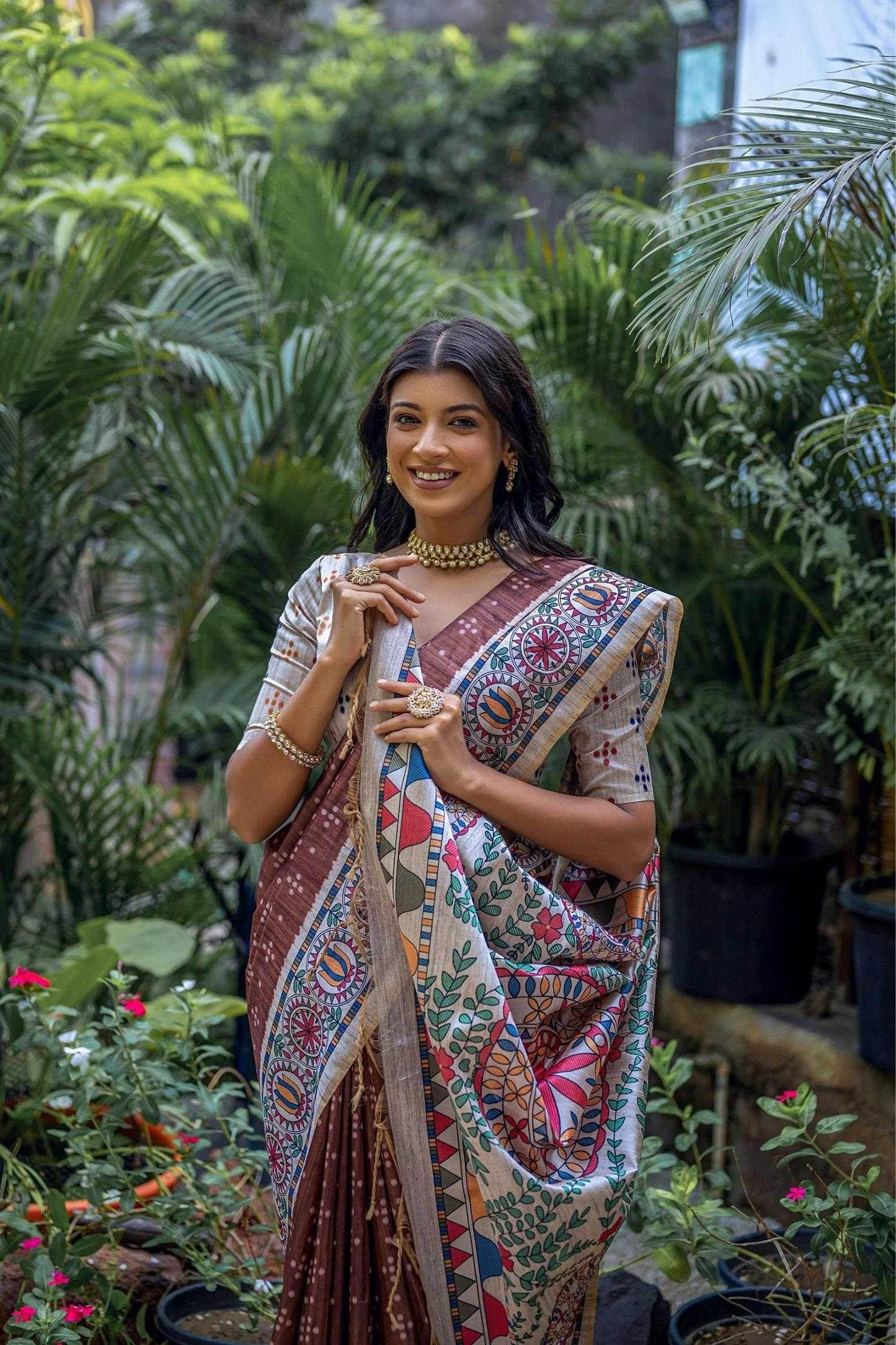 Tussar Silk Madhubani Saree - MYLUXURY LANE ENTERPRISE