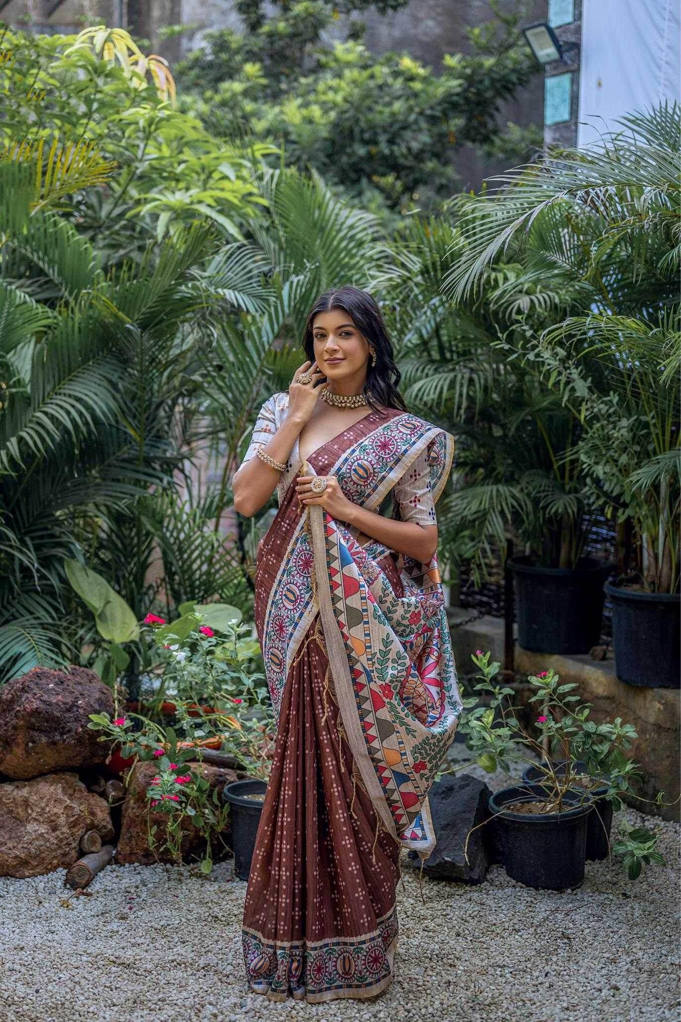 Tussar Silk Madhubani Saree - MYLUXURY LANE ENTERPRISE