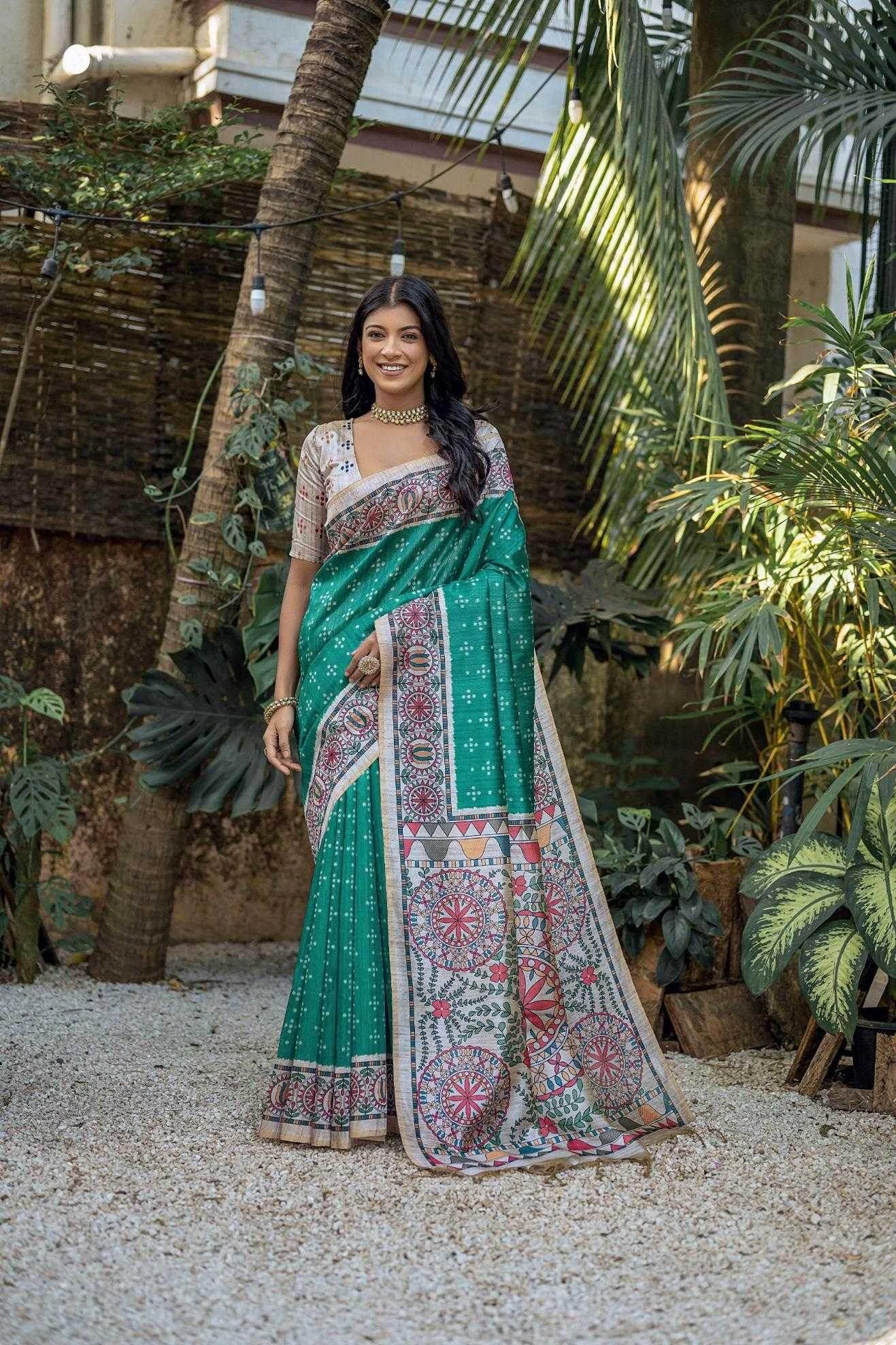 Tussar Silk Madhubani Saree - MYLUXURY LANE ENTERPRISE