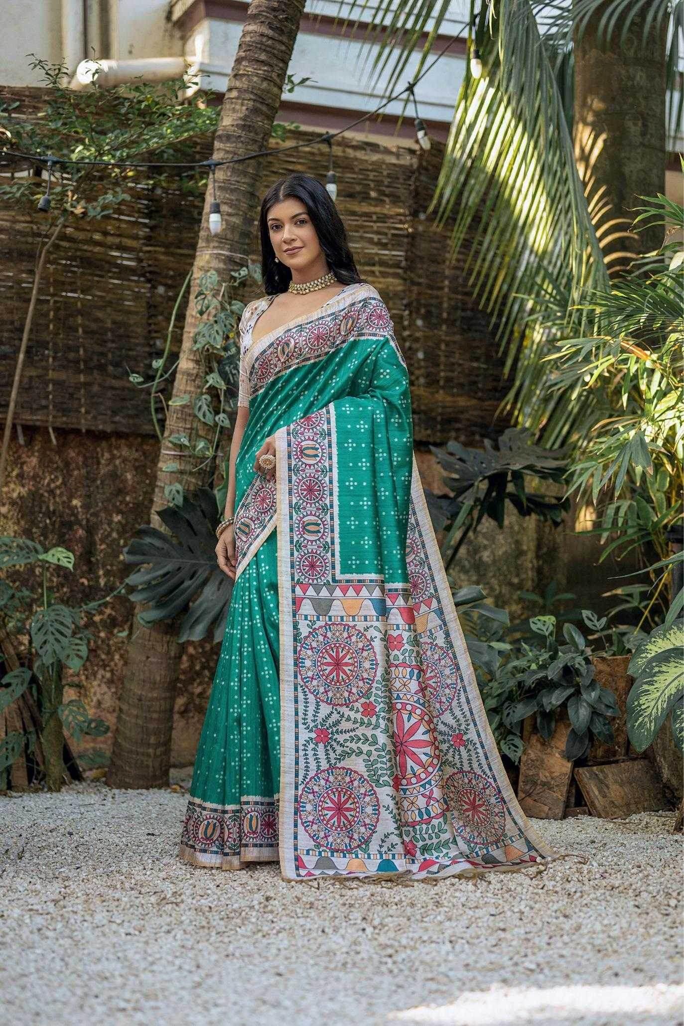 Tussar Silk Madhubani Saree - MYLUXURY LANE ENTERPRISE