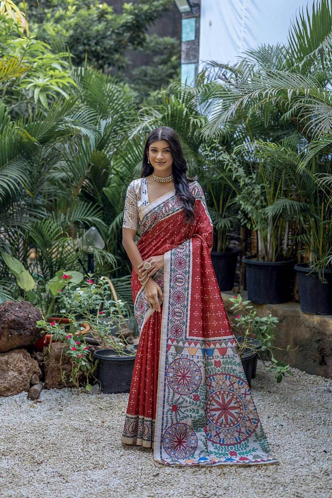 Tussar Silk Madhubani Saree - MYLUXURY LANE ENTERPRISE