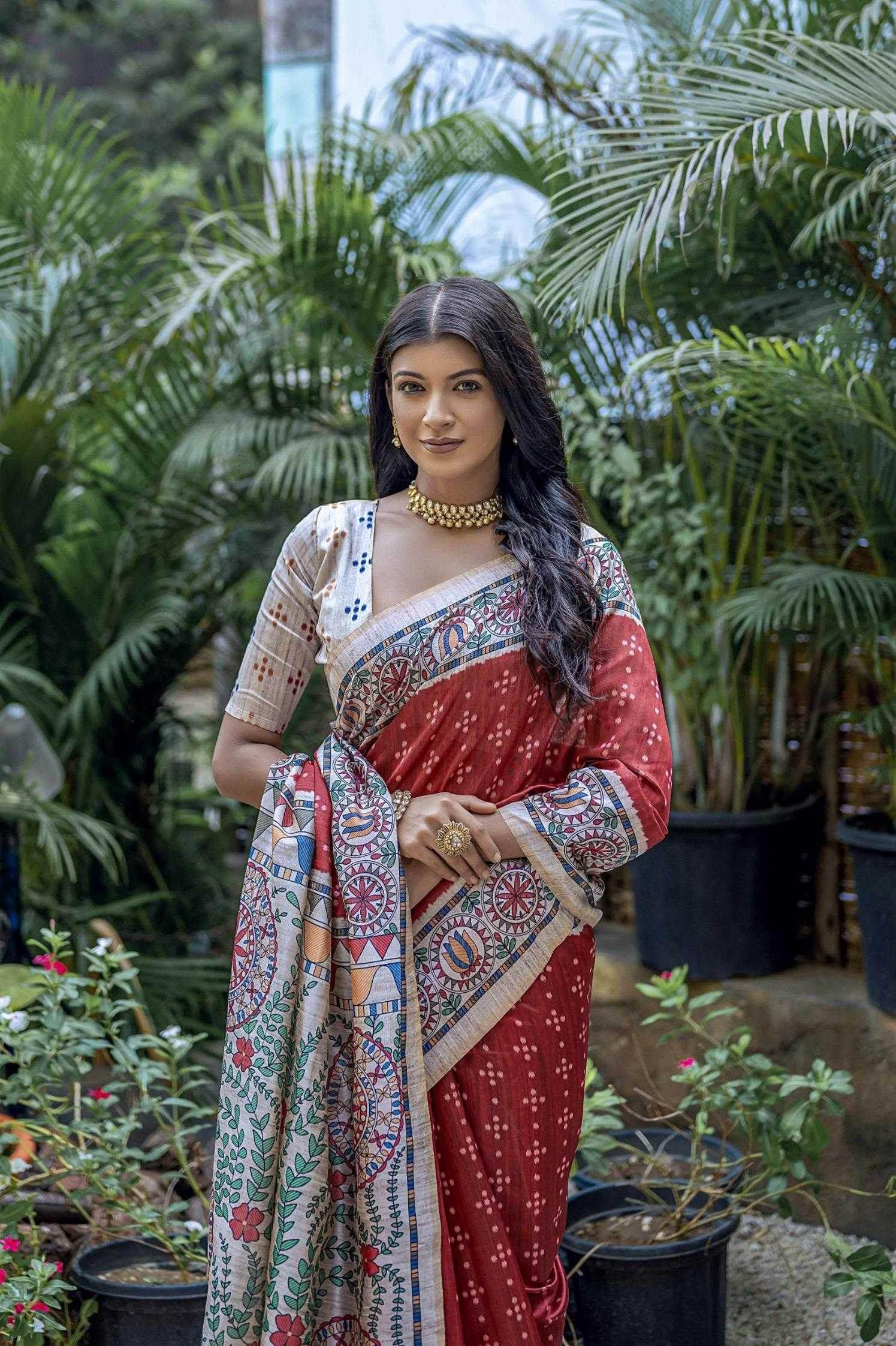Tussar Silk Madhubani Saree - MYLUXURY LANE ENTERPRISE