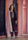 VELVET SEMI STITCHED EMBROIDERED SUIT - MYLUXURY LANE ENTERPRISE