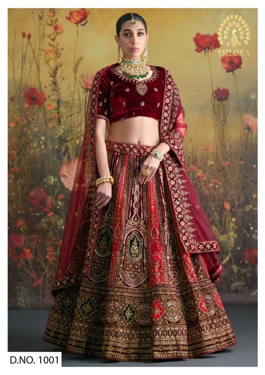 Elegant Velvet Embroidered Lehenga for Modern Brides