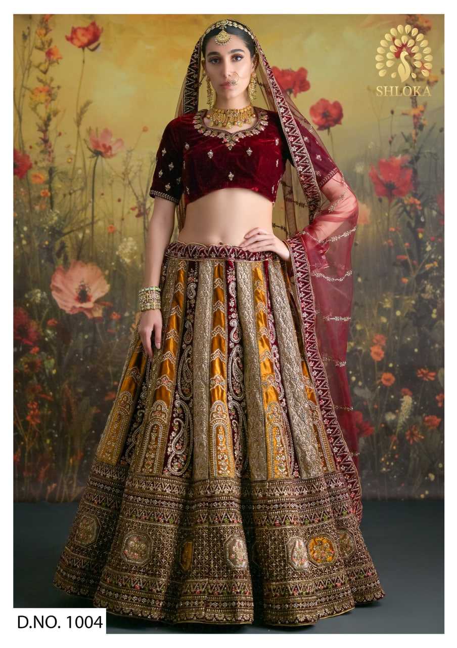 Elegant Velvet Embroidered Lehenga for Modern Brides