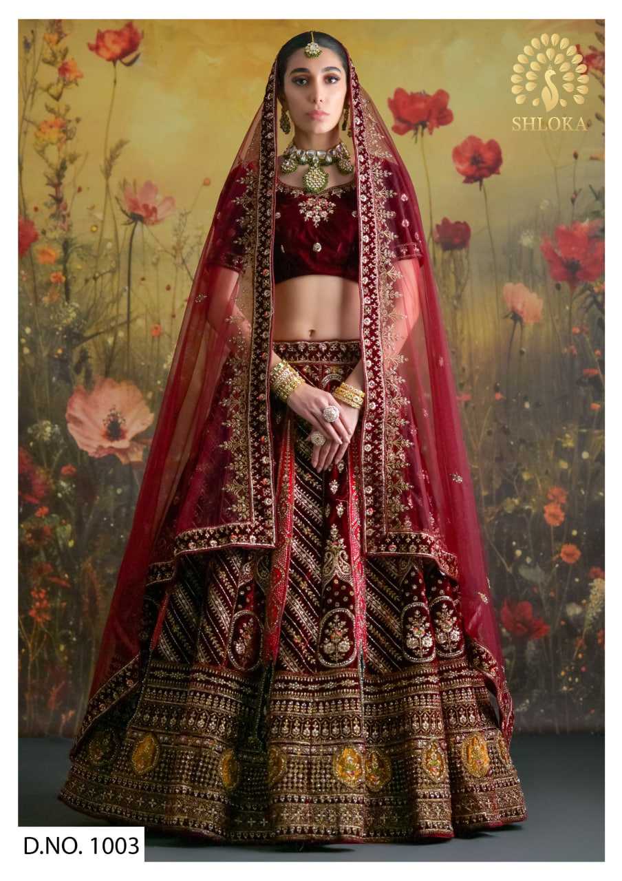 Elegant Velvet Embroidered Lehenga for Modern Brides
