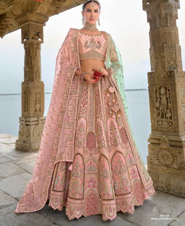 Velvet Rajwada Lehenga Wedding Embroidered Lehenga for Brides