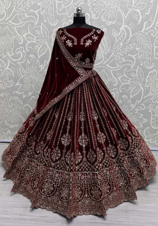 Elegant Velvet Bridal Wedding Lehenga for Your Special Day
