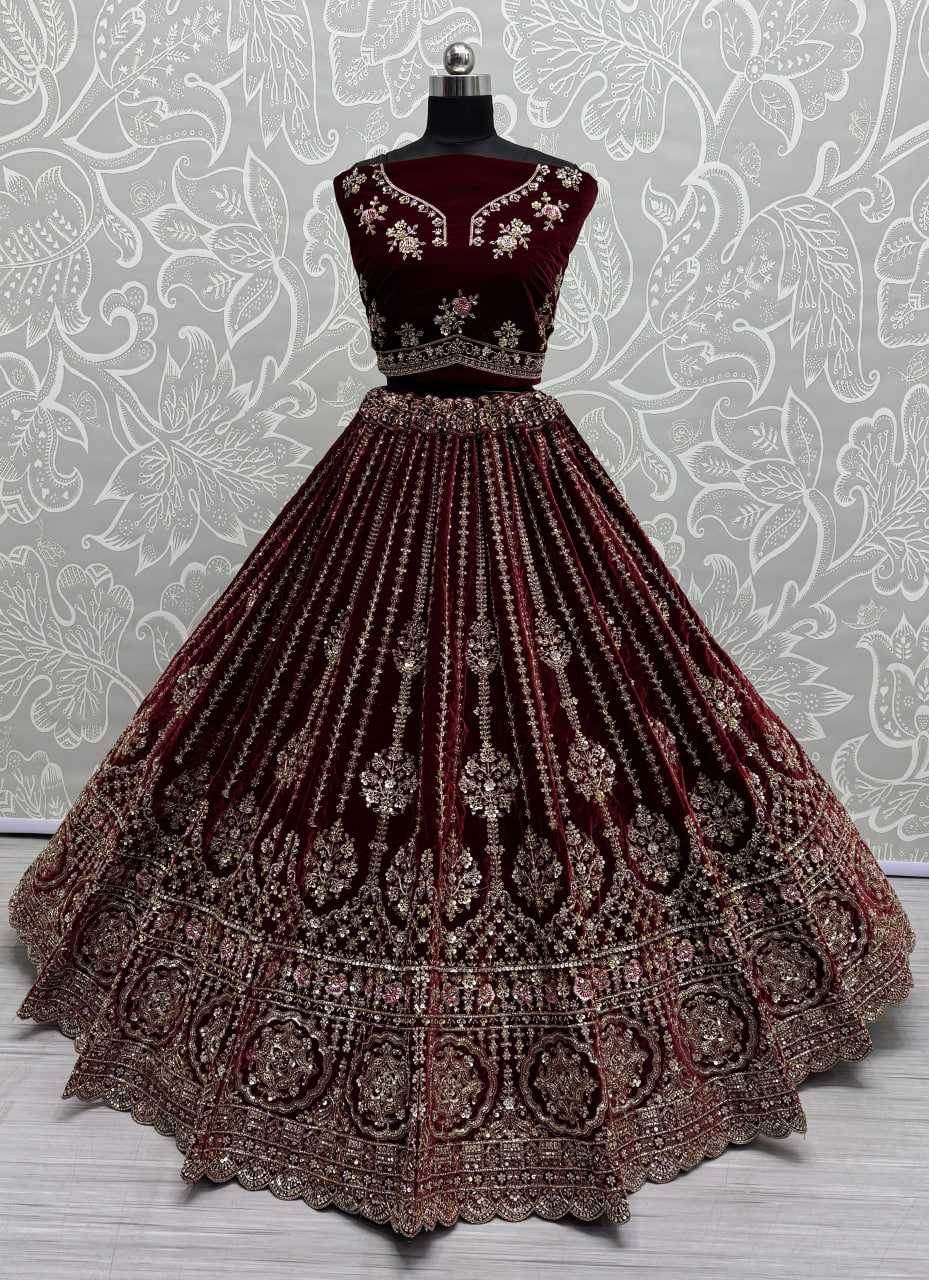 Elegant Velvet Bridal Wedding Lehenga for Your Special Day - MYLUXURY LANE ENTERPRISE