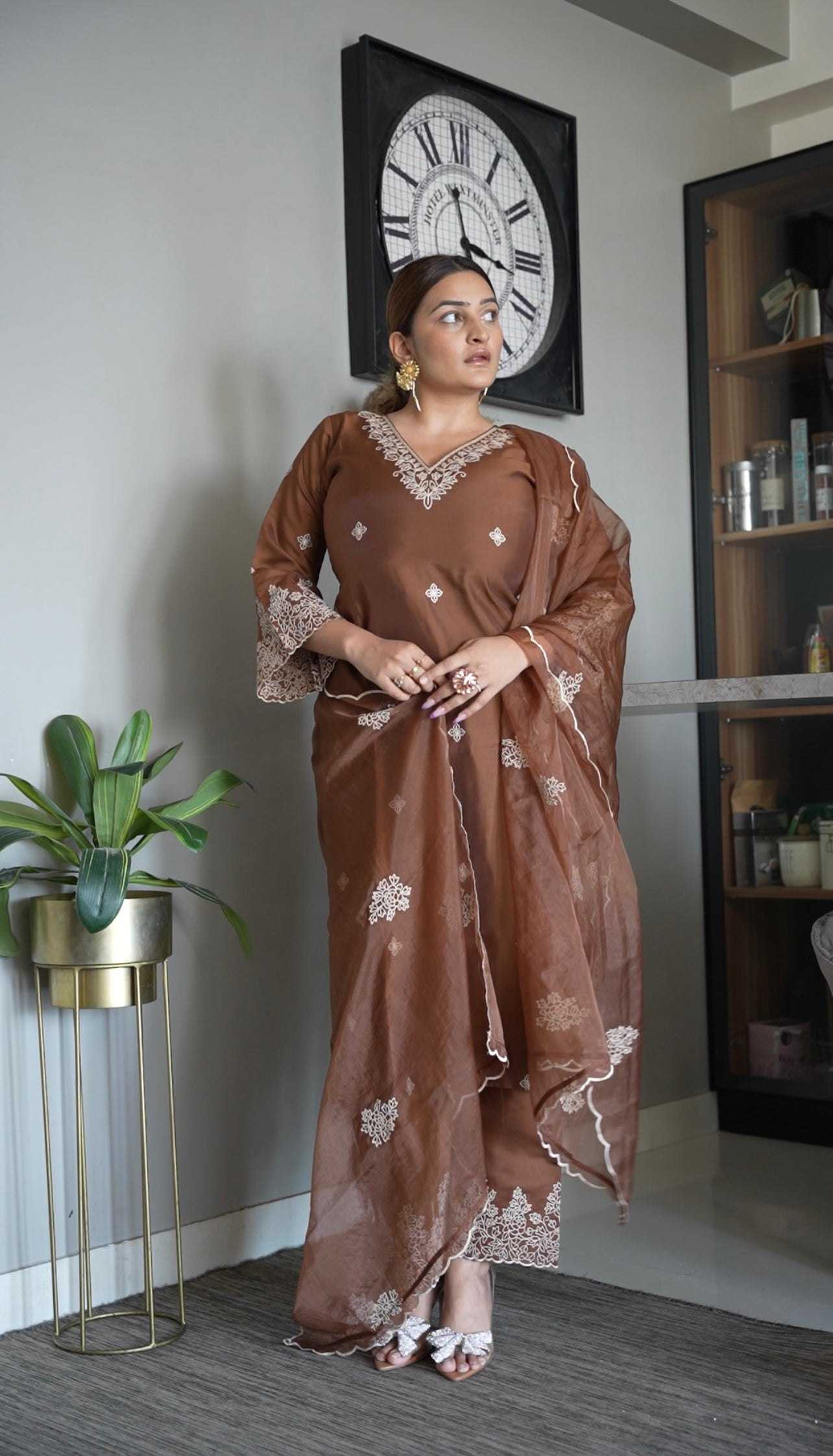 Vichitra Silk  Embroidery Party wear suit.