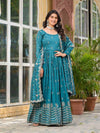 Vichitra Silk Embroidery Long Gowns - MYLUXURY LANE ENTERPRISE