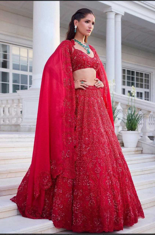 Vichitra Silk  Sequins Lehenga With Cancan
