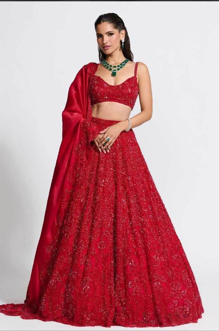 Vichitra Silk Sequins Lehenga With Cancan - MYLUXURY LANE ENTERPRISE