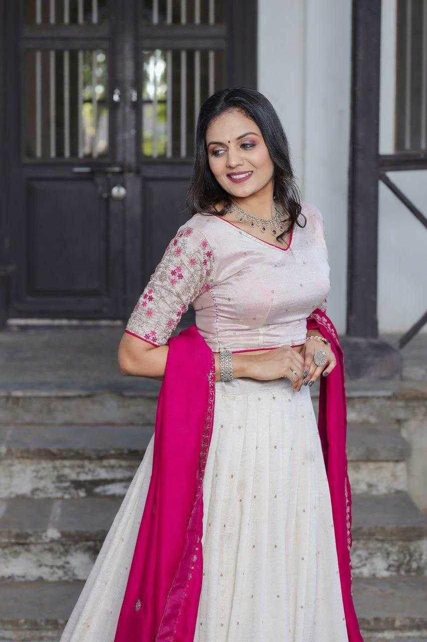 Vichitra Silk Designer Embroidered Lehenga - MYLUXURY LANE ENTERPRISE