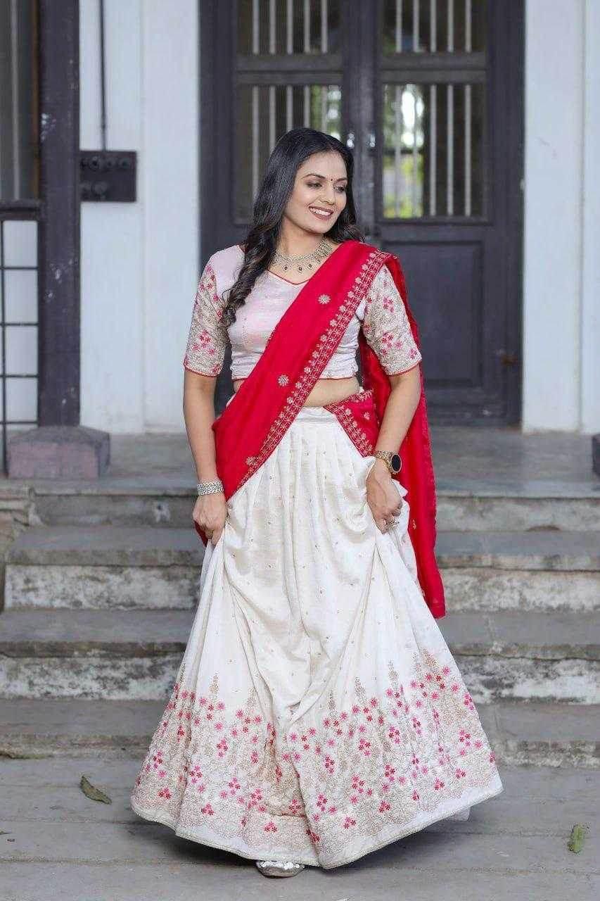 Vichitra Silk Designer Embroidered Lehenga - MYLUXURY LANE ENTERPRISE