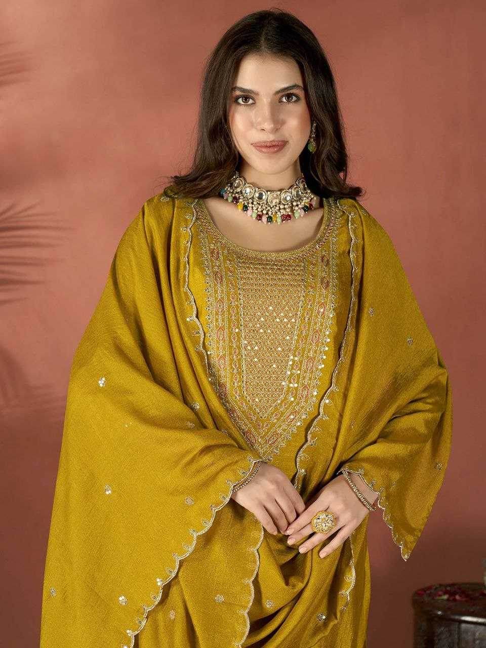 Vichitra Silk Embroidery Suit - MYLUXURY LANE ENTERPRISE