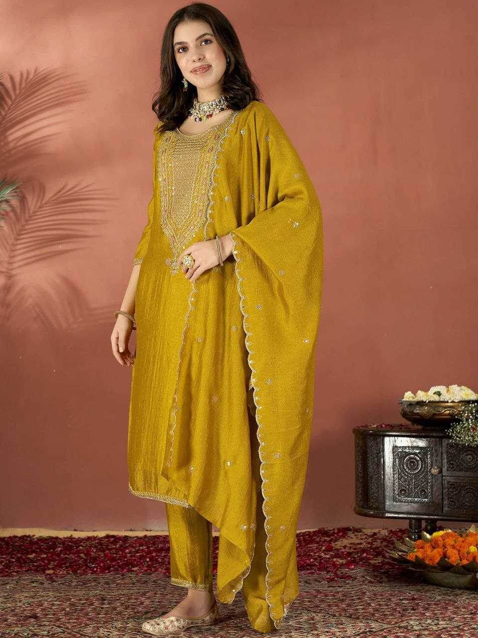 Vichitra Silk Embroidery Suit - MYLUXURY LANE ENTERPRISE