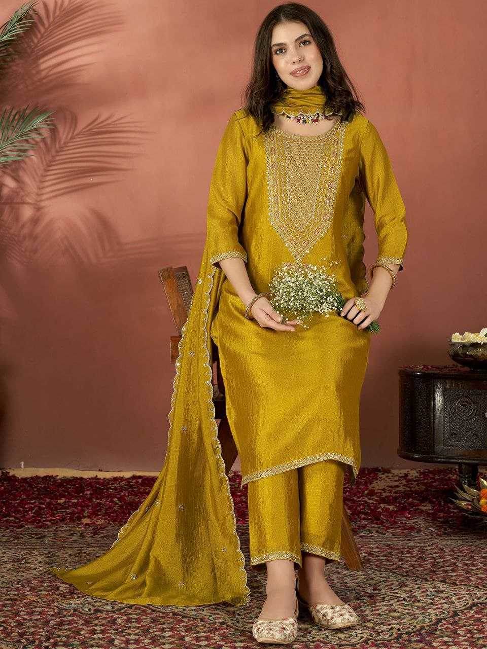 Vichitra Silk Embroidery Suit - MYLUXURY LANE ENTERPRISE