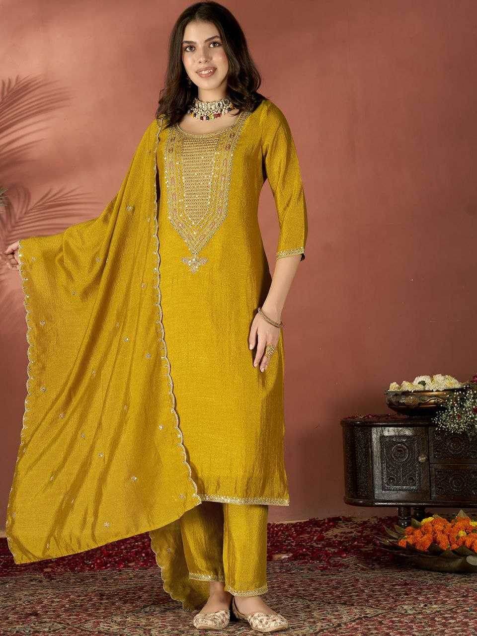 Vichitra Silk Embroidery Suit - MYLUXURY LANE ENTERPRISE