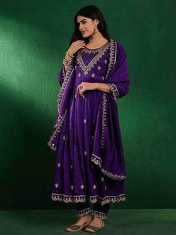 Vichitra Silk Designer Suit - MYLUXURY LANE ENTERPRISE